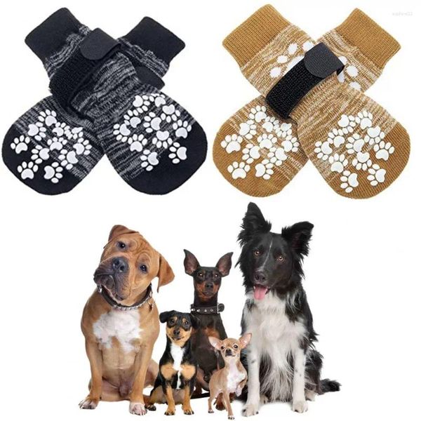 Calzini per animali domestici per cani per cani regolabili anti-slip con protezione impermeabile pavimenti in legno interno 4pcs SOLE