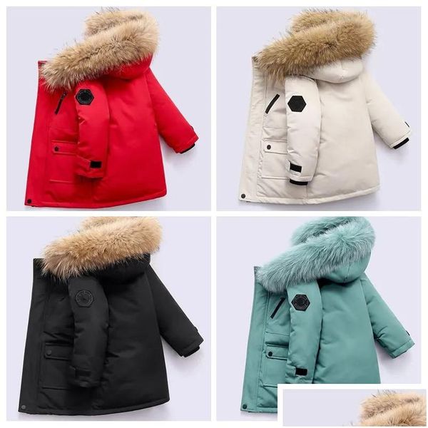 Пуховое пальто 2023 Зима Дизайнерская детская роскошная куртка для детей Дизайнеры Детская верхняя одежда Детская теплая одежда для мальчиков и девочек Esskids-18 Drop Deli Dhpak