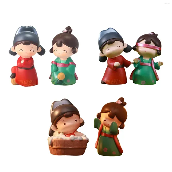 Figurine decorative Statua cinese di ragazzo e ragazza in resina Adorabile decorazione di nozze Amanti Regalo di San Valentino in miniatura per l'arredamento della camera da letto