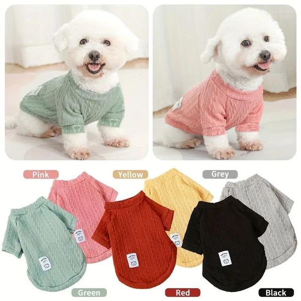 Hundebekleidung Kleiner süßer Haustierpullover für Herbst und Winter T-Shirt Hunde Katzenkleidung Mehrfarbige warme Strickweste Hemdzubehör