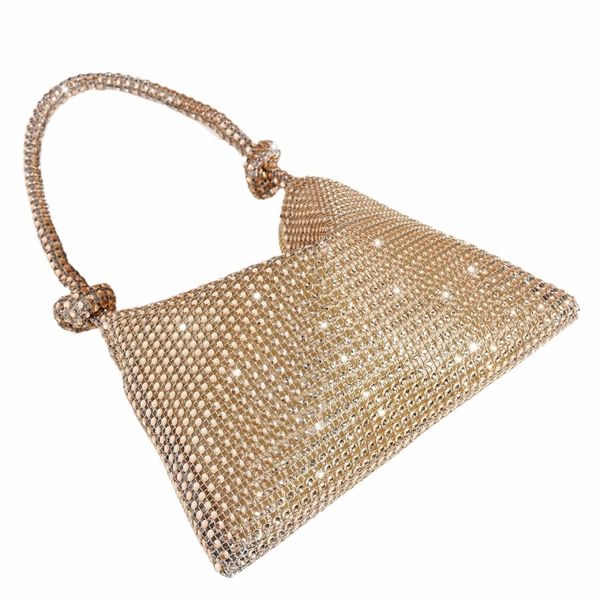 Borsa da sera decorativa rhineste, borse annodate da donna, pochette glitterate per feste di ballo di fine anno c60C #