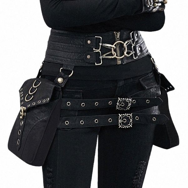 2023 nova feminina retro cintura sacos punk couro do plutônio motocicleta vapor ao ar livre célula phe decorati coxa crossbody medieval fanny x94v #