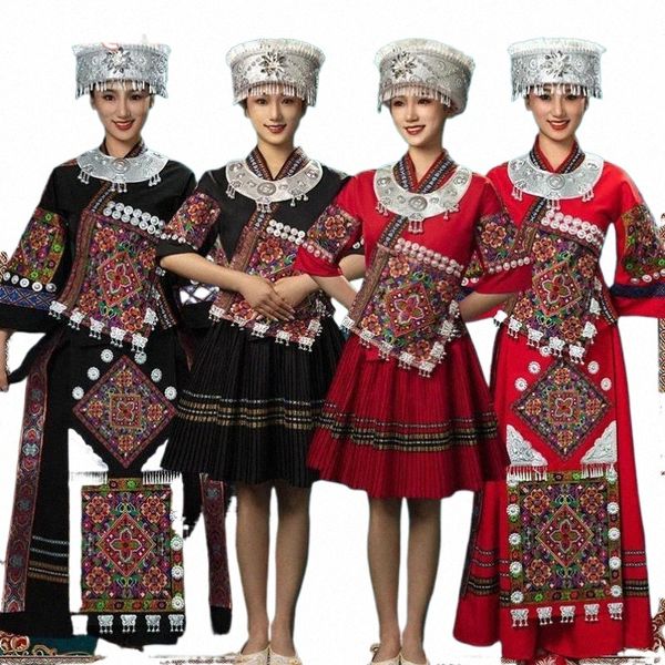 Çin HMGB Nakış Dansı Dr Miao Traditial Kostüm Azınlık Sahne Performansı Kadınlar L93C#