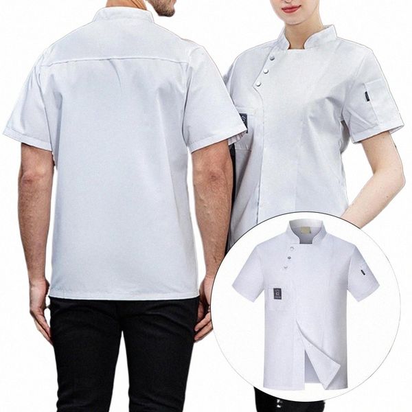 Chef Hemd Arbeitskleidung Plus Größe Bäckerei Restaurant Chef Uniform Einfarbig Stehkragen Chef Uniform Küche Arbeit Kleidung S26a #