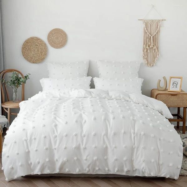 Conjuntos de cama Tufted Dot Bed Set Duvet Cover Jacquard Fronhas Soft Microfibra com fecho de zíper King Size