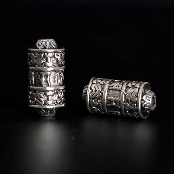 Contas 50 peças 7.5mm * 15mm liga de metal vintage antiga prata cor espaçador contas cilindro contas nepal para fazer jóias