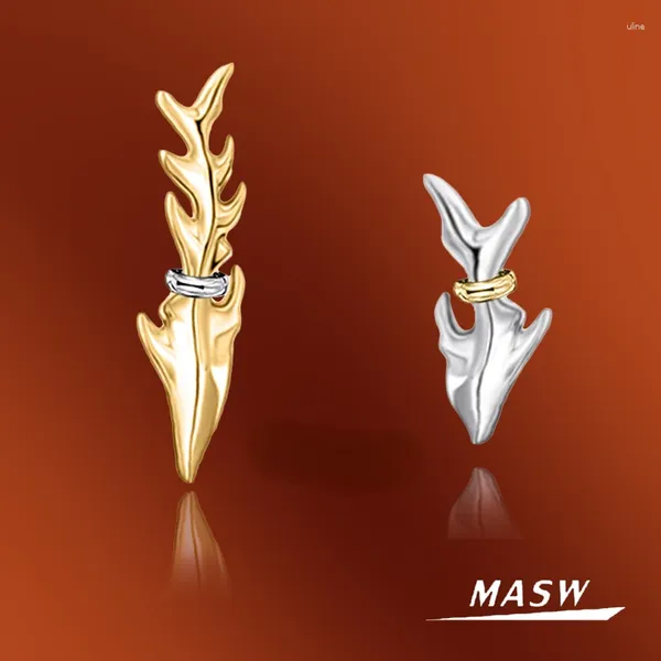 Серьги-гвоздики MASW, оригинальный дизайн, милые высококачественные латунные асимметричные рыбки для женщин, ювелирные изделия, вечерние, подарок на 2024 год