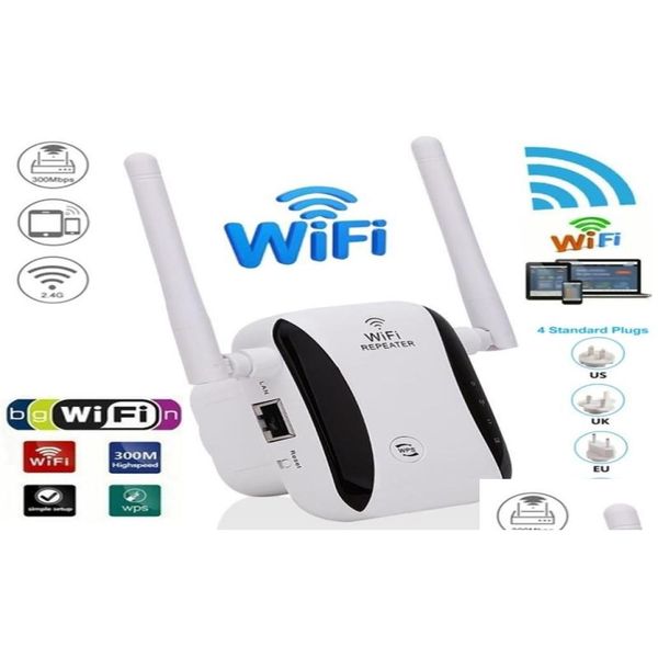 Roteadores sem fio Wifi Repetidor Extensor Amplificador de sinal 300Mbps Router Booster 24G Traboost Access Point 2106078031428 Drop Del Otx6G