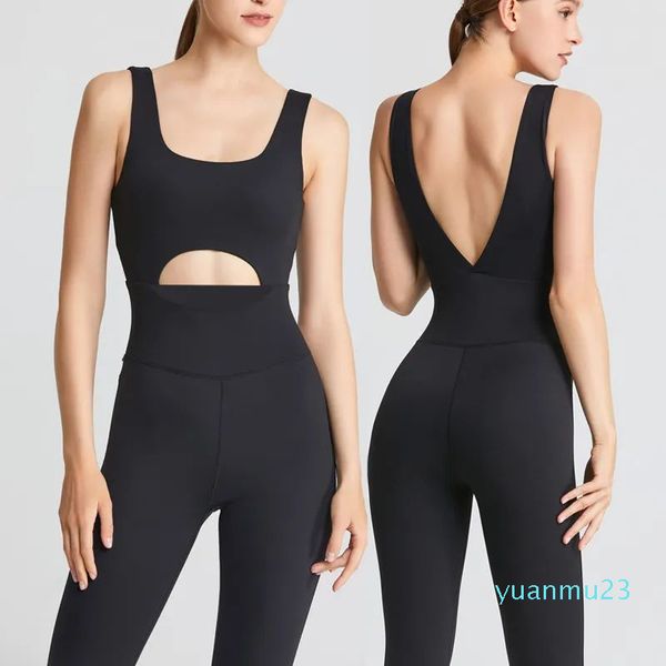 Tute da yoga 10A Tute da donna con scollo a V One Piece Tute elastiche alte Abbigliamento sportivo Pagliaccetti da fitness Imbottito in nylon morbido da palestra Tute da allenamento