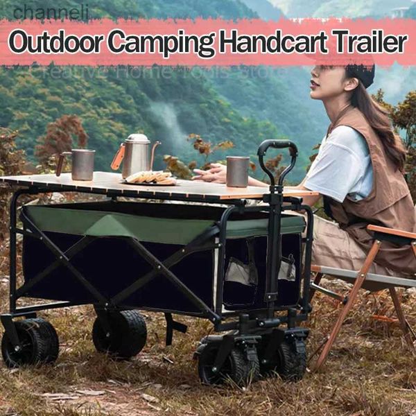 Camp Furniture Campingwagen Klappwagen Outdoor Garten Bodenwagen Multi Strand Schubwagen Transportwagen Picknick Klappbarer Bollerwagen mit Rädern YQ240330