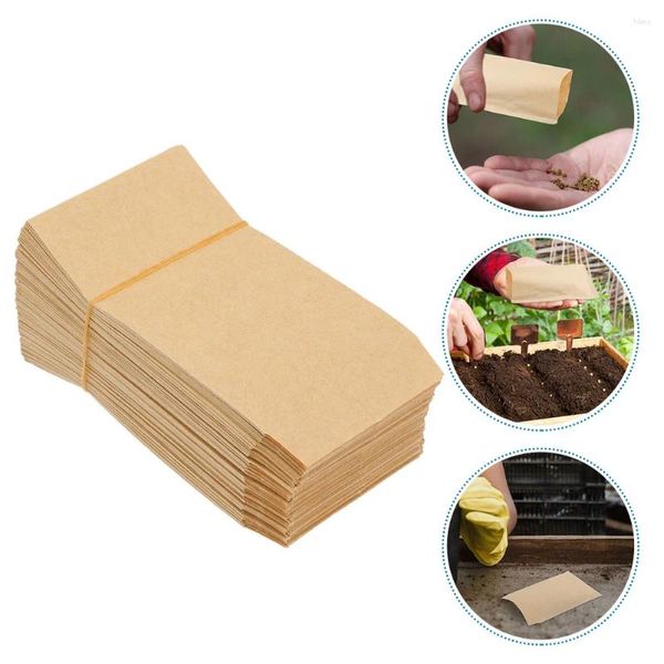 Retire recipientes 100 peças saco de sementes envelope pacotes de armazenamento autoadesivos sacos de papel kraft vintage