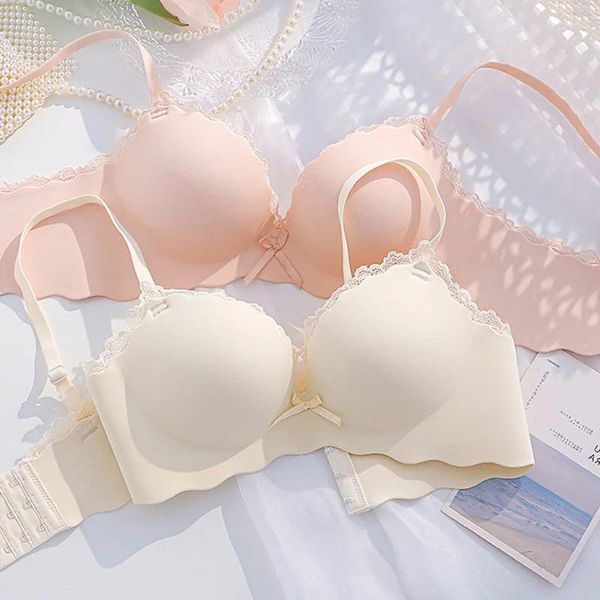 Set di reggiseni sexy di un pezzo addensato da 3 cm intimo da donna piccolo petto raccolto senza traccia set di reggiseno con anello in acciaio per ragazza grande