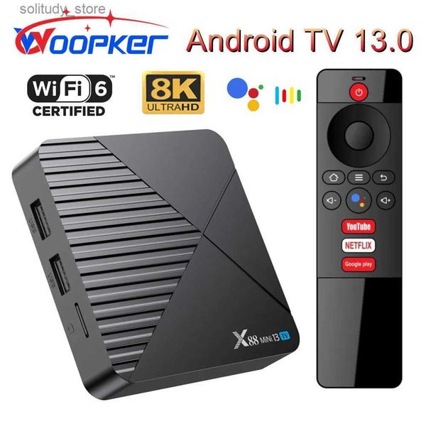 Set Top Box Wopker ATV X88 Mini 13 TV Android 13 Smart TV Box 8K RK3528 WiFi6 Bluetooth 5.0 Telecomando vocale YouTube Netflix Set-top Box Q240330