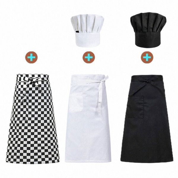 wholesale Set Cooking Apr Catering Cap Hotel Chef Grembiule Uomo Ristorante Cucina Cuoco Lavoro Apr Panetteria Cafe Donna Cameriere Cappello Z71h #