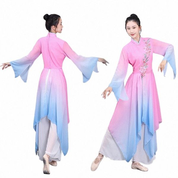 Çin Klasik Dans Kostümü Kadın Zarif Yeni Yangko Fan Dans Performansı Dr Şemsiye Dans Natı Dr X4L9#