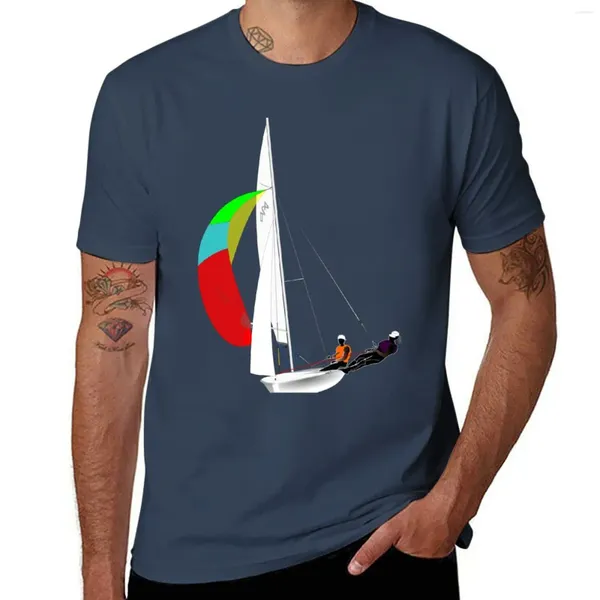 Regatas masculinas 420 - Sailing Dinghy 02 Camiseta Preta Camiseta Meninos Camisas Roupas Para Homens