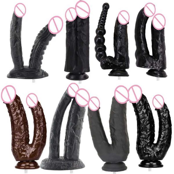 Nxy Dildos Dongs fredorch Long Black Double Dildo Acessório para Máquina de Sexo Brinquedo Adulto para Womem Vagina e Anus Vac u Lock Connector 240330