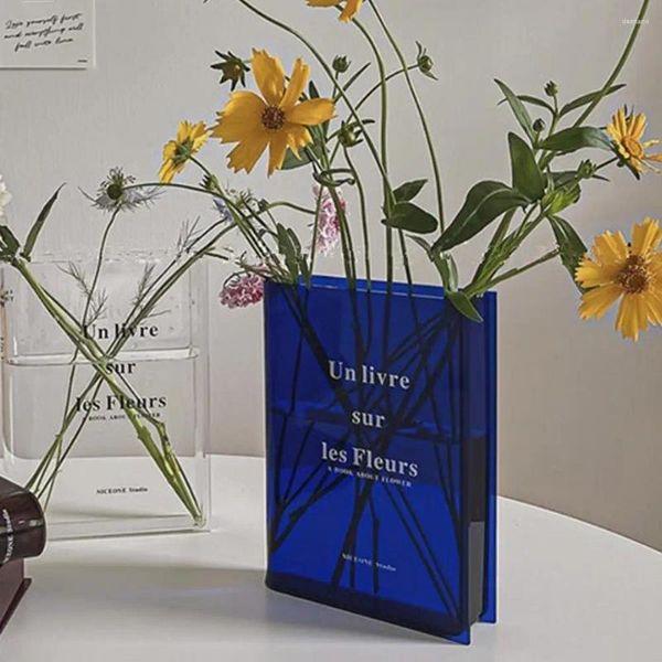 Vasos livro design flor vaso acrílico bonito para decoração de escritório em casa presente exclusivo