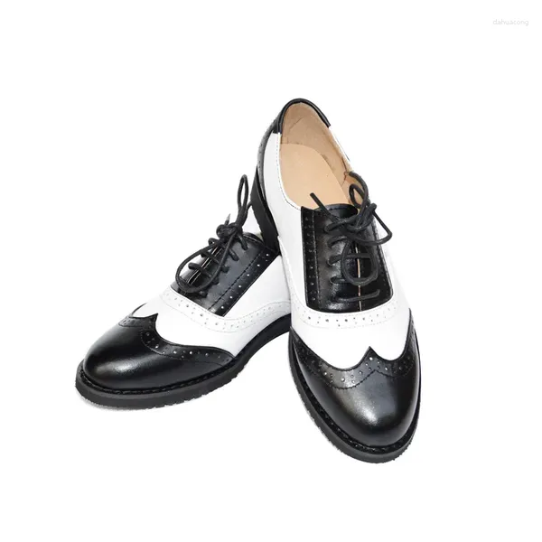 Scarpe casual Pelle verniciata Oxford vintage Stringate Bianco Nero Uomo Oxford Piatto Taglia USA 6-12.5 Comodo Batai