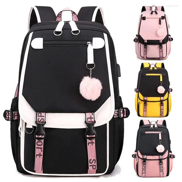 Mochila Fast Drop 2024 Mulheres Saco Escola Oxford Impermeável Meninas Mochila com Porta de Carregamento USB Mochila de Nailon