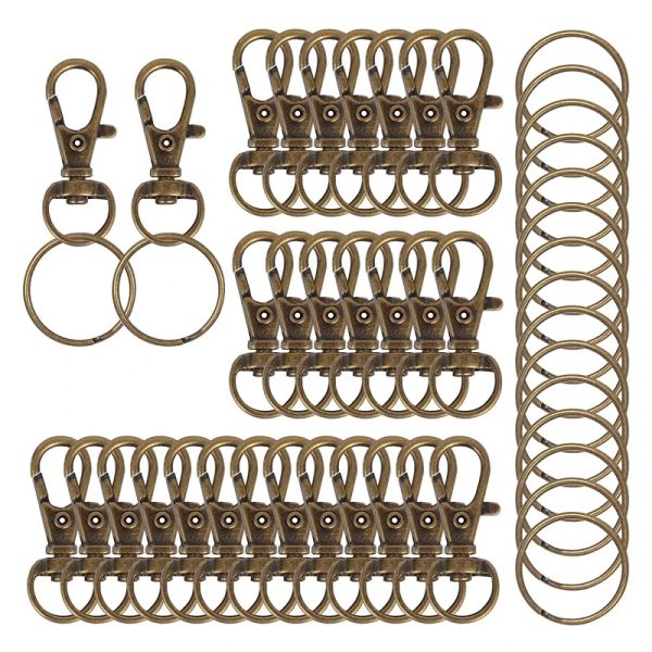 Equipments 110 Stück Drehverschlüsse, Lanyard-Haken, Schlüsselanhänger-Clip, Karabinerverschlüsse, Legierungsringe für Schlüsselbund, Nähen, Geldbörse, Bastelbedarf