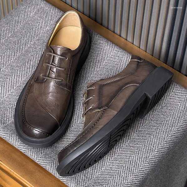 Scarpe eleganti retrò italiane da uomo casual business derby di lusso in vera pelle fatte a mano marchio di qualità autunno punta tonda uomo formale