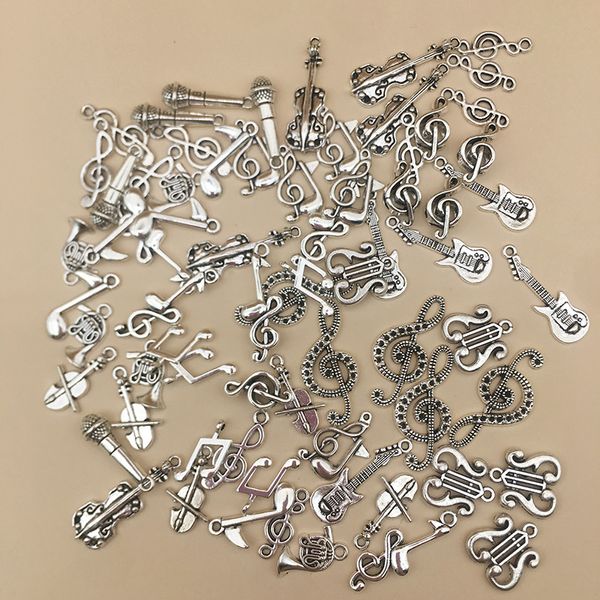 Charms Großhandel 100 stücke Instrumentalmusik Symbol Retro Anhänger Löffel Legierung Schmuck Machen DIY Schlüsselbund Antike Silber Für Armband Earr Otx4B