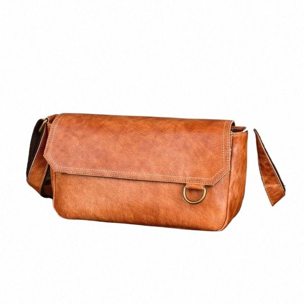 Borsa a tracolla Menger da uomo in pelle bovina vintage oyixinger Versatile Fi Borse in vera pelle casual Borsa a tracolla in tinta unita T5fn #