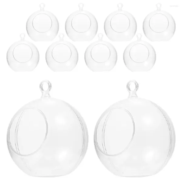 Castiçais 10 Pcs Decoração de Natal Bola Ornamentos Transparentes Fillable Artesanato Cabides Suporte de Vidro Bolas Decorativas