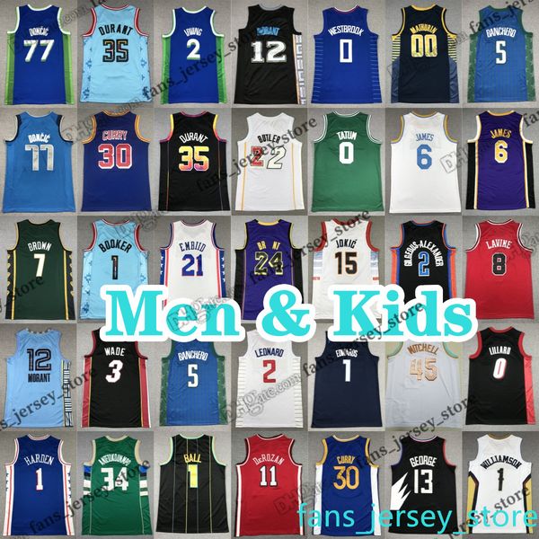 Männer Kinder Basketball Trikots 22 Ayton Butler Wiggins 30 Curry 5 Murray Fox Banchero 23 James Stephen 24 Bryant Giannis 1 LaMelo Ball 12 Ja Morant 35 Kevin Durant Embiid