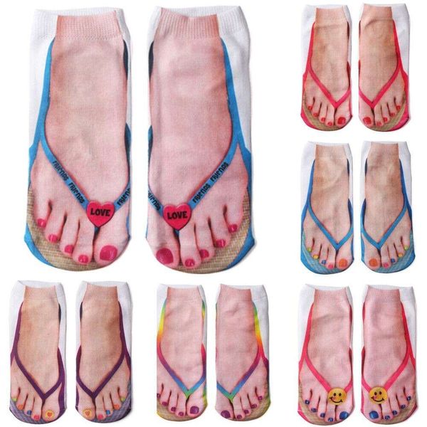 Шлепанцы для укрепления ногтей с 3D-печатью Tiktok, сетчатые красные забавные индивидуальные носки для девочек в одном стиле