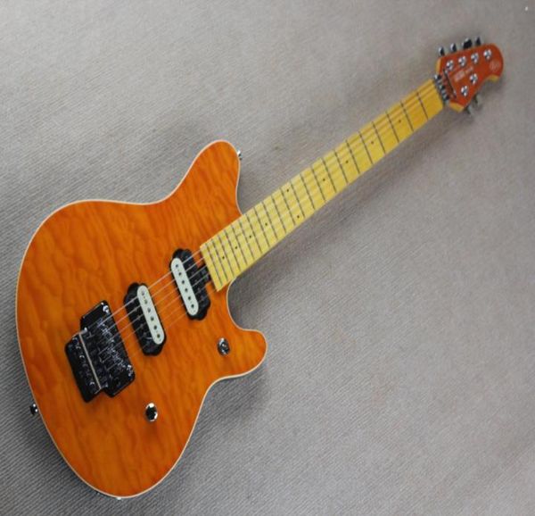 Эдвард Ван Хален Wolf Music Man Ernie Ball Axis Orange Flame Maple Top Электрогитара Тремоло Мост Задняя крышка в наличии 5534061