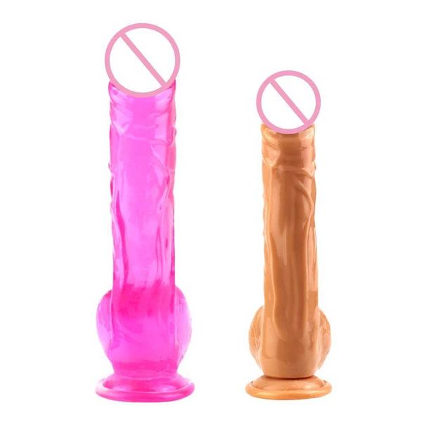 Nxy Dongs Dongs Dildo trasparente Pene di cristallo ad alta penetrazione con ventosa Masturbatore femminile Divertimento artificiale Prodotto sessuale manuale 240330