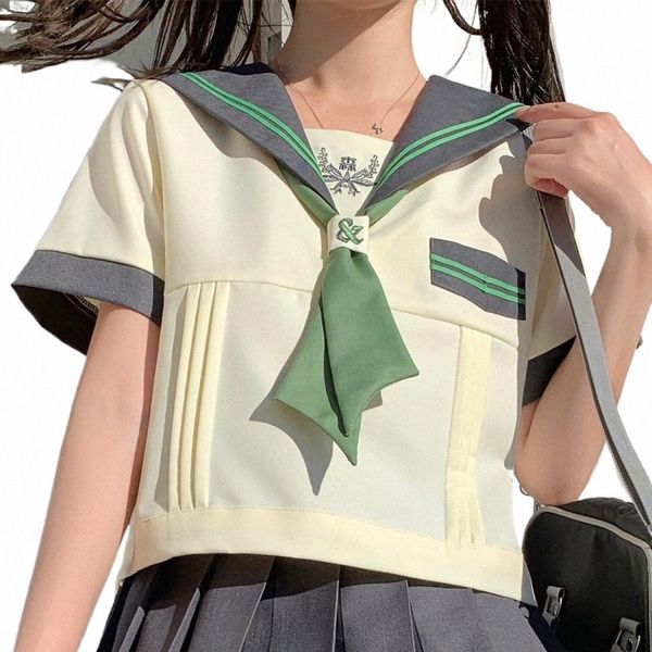 Verde JK Uniformes Coréia do Sul Material Escolar Kawaii Sailor Suit Mulheres Seifuku Estudante do Ensino Médio Meninas Japonesas Saia Plissada B6Qo #