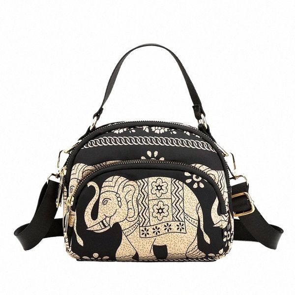 FI Kleine Druck Weibliche Umhängetasche Elegante Damen Umhängetasche Nyl Damen Menger Tasche Hand Fr Mädchen Handtasche 88kR #