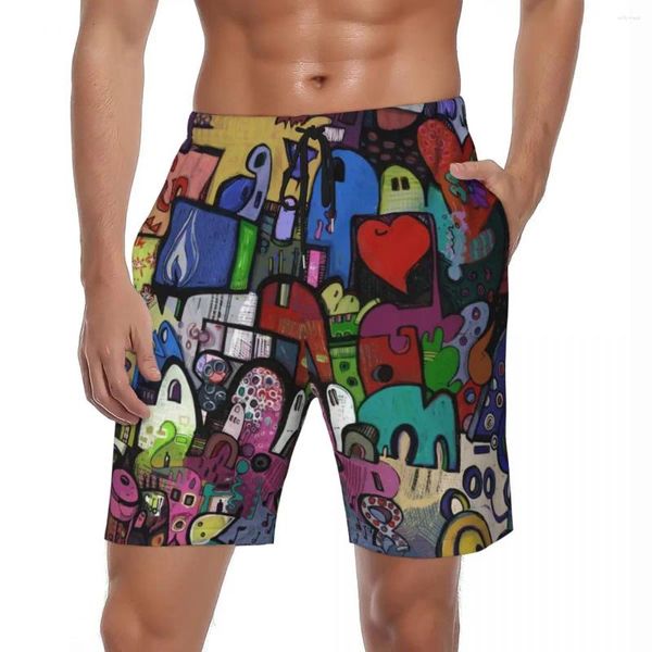 Pantaloncini da uomo Loves Art Graphic Board Estate colorati classici pantaloni corti da spiaggia da uomo che corrono modello traspirante costume da bagno