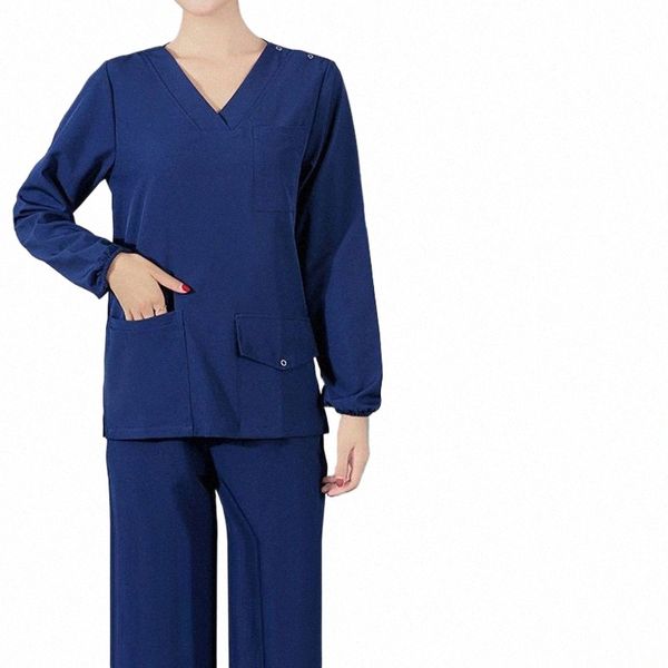 Médicos terno médico cirúrgico para mulheres enfermeira esfrega conjuntos pet grooming hotel hospital uniforme casaco calças femininas e jaqueta conjunto h9lW #