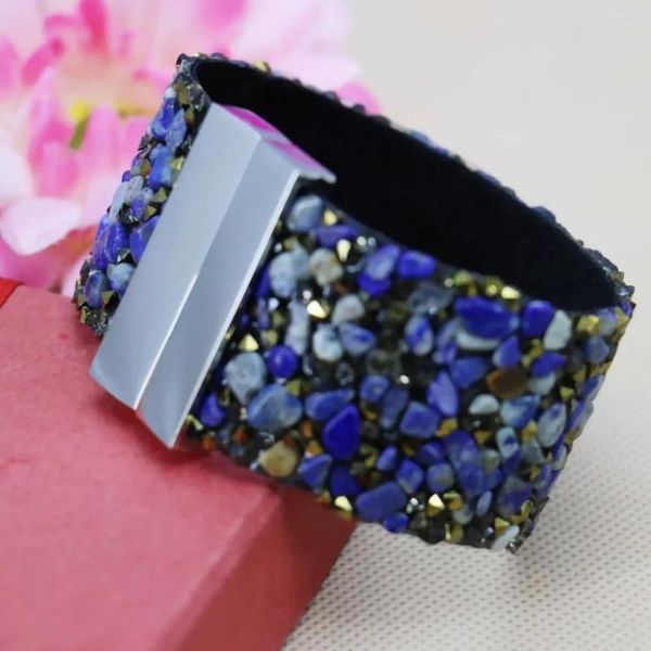 Bangle 19x3.3cm Irregular Natural Lapis Lazuli Stone Bangles Pulseiras Acessórios Soltos Beads Pulsera Mulheres Meninas Presentes Enfeites de Mão