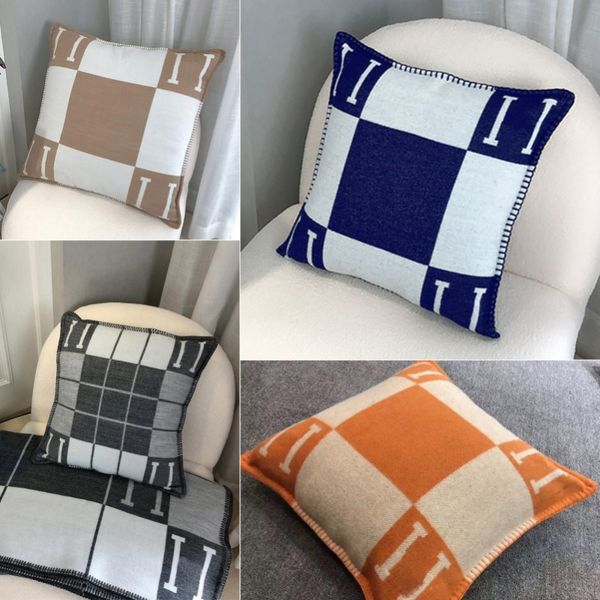 Buchstaben Avalon Kissen Kissen Hernes Caban Blau Kürbis Orange Kissen Kissen Gehäkelt Weiche Wolle Plaid Sofa Fleece Gestrickte Kissenbezüge