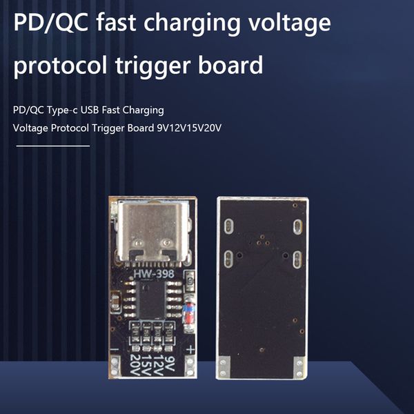 PD/QC/AFC Tipo-C Placa USB Módulo de reforço USB 9V 12V 15V 20V Protocolo de tensão de carregamento rápido Placa de gatilho QC3.0/2.0 FCP AFC