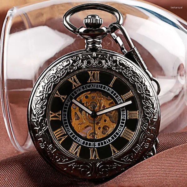 Pocket Watches Men's Automatic Mechanical steampunk assistir presentes fãs de enrolamento próprio