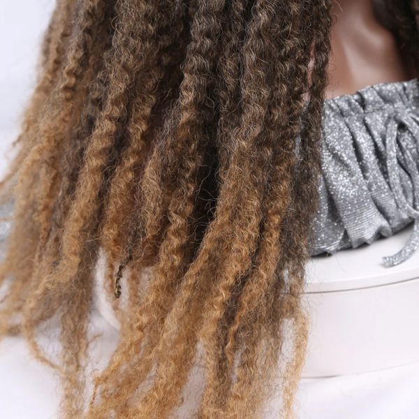 Capelli ricci di afro sintetici dreadlocks intrecciati parrucche lunghe marrone marrone marrone parrucca per capelli per donne nere cosplay