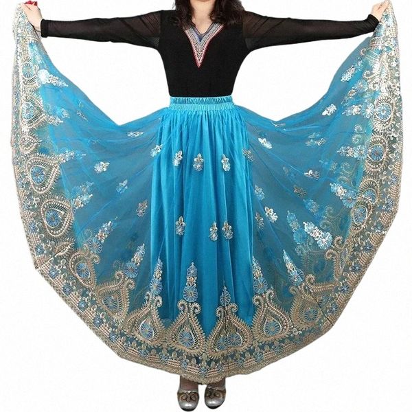 ricamare gonna di danza tradizionale cinese per le donne Natial Flamenco spagnolo Gonne Vintage tibetano Dancewear Folk Outfit M2QP #