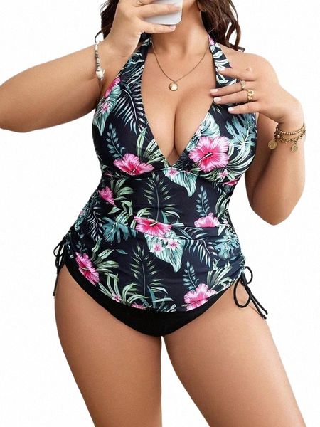 2024 Ruffle Swimsuit One Piece Grande Plus Size Swimwear Mulheres Beachwear Impresso Banhistas Natação Natação Terno Feminino 4XL I8mY #