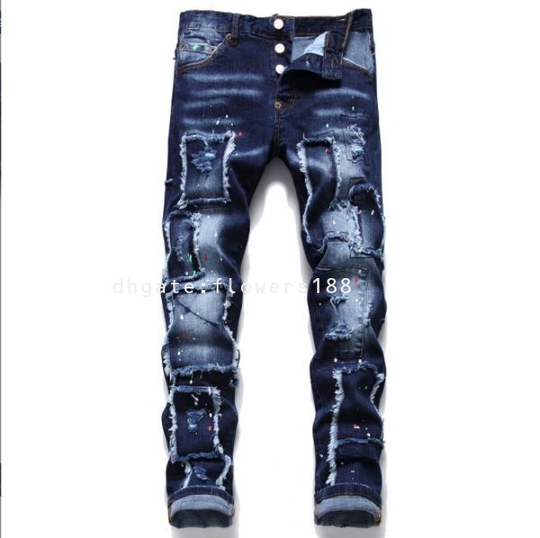 Jeans da uomo Nuovissimi Jeans della Stazione Internazionale amiiriity Pantaloni a matita in denim alla moda elasticizzati sottili Indossati Stella Secondo Quadrato Rosso