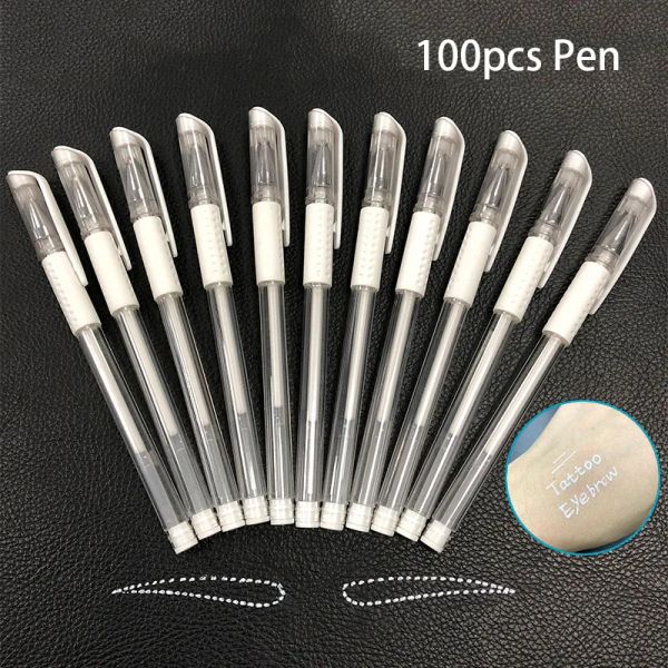 MACCHINA 100pcs marcatore bianco Penna per sopracciglia per sopracciglia per micro -lama dell'accessorio di sicurezza non tossico per marcatura del tatuaggio Bianco