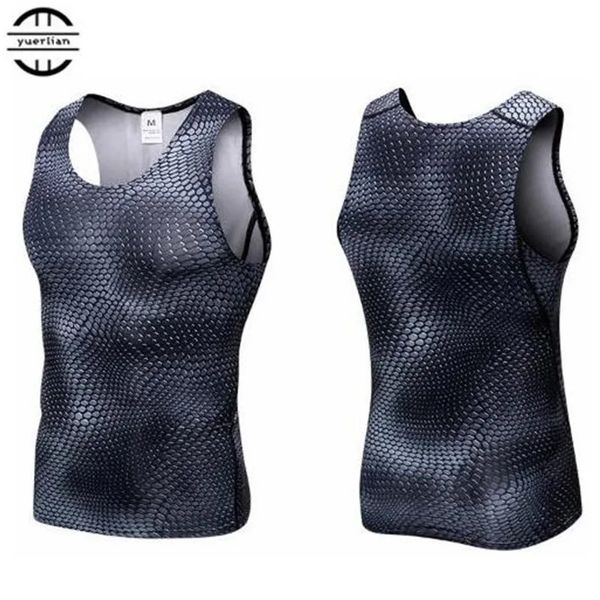 Männer Pro Kompression 3D Druck Enge Schlanke Schlange Skala Weste Hohe Elastische Schnell Trocknend Wicking Sporting Fitness Shaper Tank Tops 240327