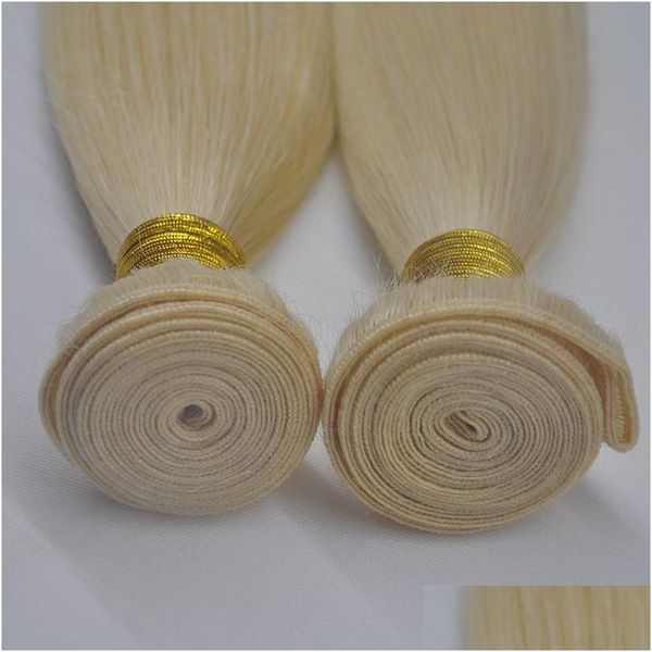 Tessuti per capelli umani Colore 613 Tessuto brasiliano biondo 2 pacchi 200 grammi Opzione dritto e onda del corpo Consegna a goccia Prodotti Remy Virgin Dhmq7