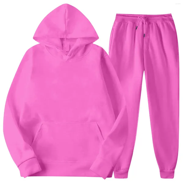 Tracksuits masculinos cor sólida mulheres hoodie jaqueta moda rua casual conjuntos outono inverno velo calças esportivas 2024 multicolor terno