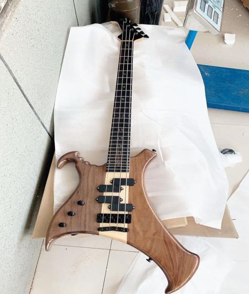 Linkshänder, 4 Saiten, brauner E-Bass, Ebenholzgriffbrett, E-Bass, neu eingetroffen, schwarze Hardware, China-Bass 6131521